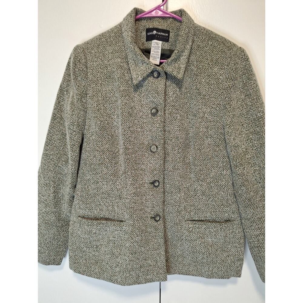 Sag Harbor Petites Sage Green Blazer Suit Jacket with Pockets Size 14P